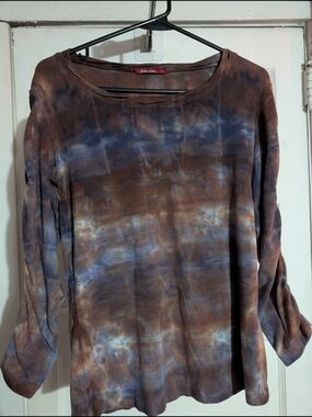 Brown & Blue Tie-Dye Long Sleeve Tee